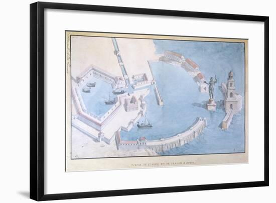 Reconstruction of the Roman Port of Ostia, C.1850-Andre Lenoir-Framed Giclee Print