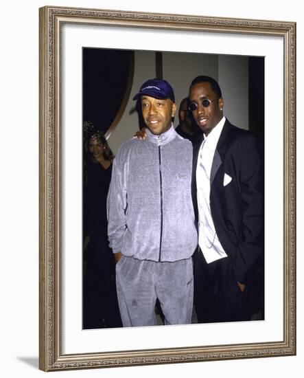 Recording Mogul Russell Simmons and Rap Artist Sean "Puffy" Combs-Dave Allocca-Framed Premium Photographic Print