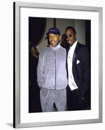 Recording Mogul Russell Simmons and Rap Artist Sean "Puffy" Combs-Dave Allocca-Framed Premium Photographic Print