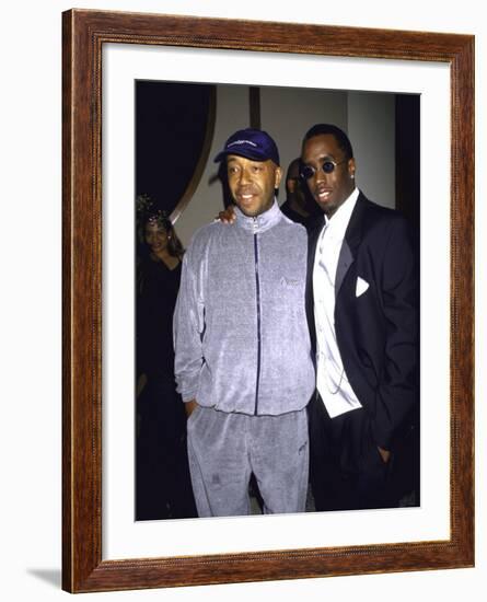 Recording Mogul Russell Simmons and Rap Artist Sean "Puffy" Combs-Dave Allocca-Framed Premium Photographic Print