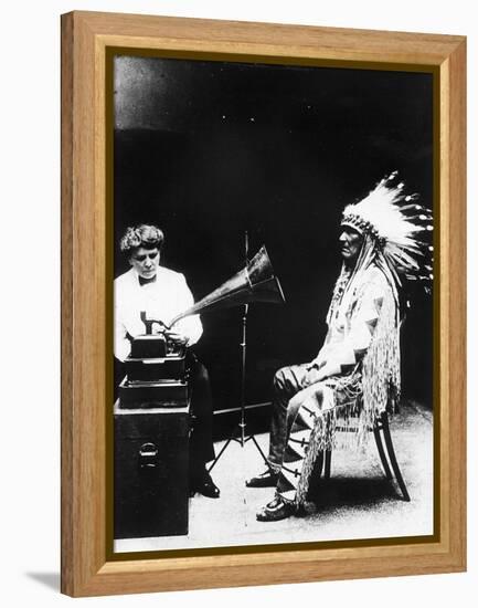 Recording of Indian Voices with a Phonograph-null-Framed Premier Image Canvas