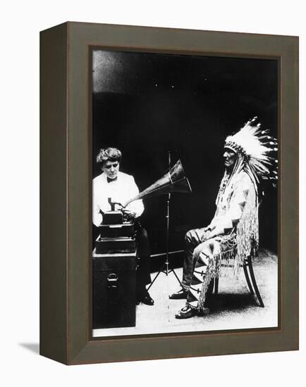 Recording of Indian Voices with a Phonograph-null-Framed Premier Image Canvas