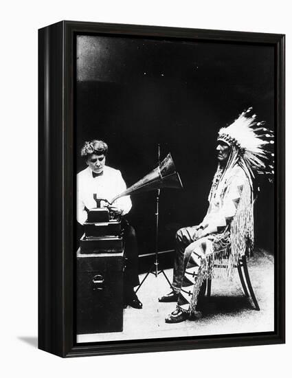 Recording of Indian Voices with a Phonograph-null-Framed Premier Image Canvas