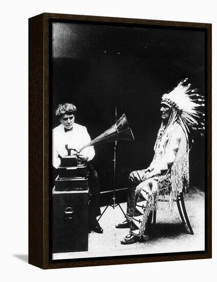 Recording of Indian Voices with a Phonograph-null-Framed Premier Image Canvas