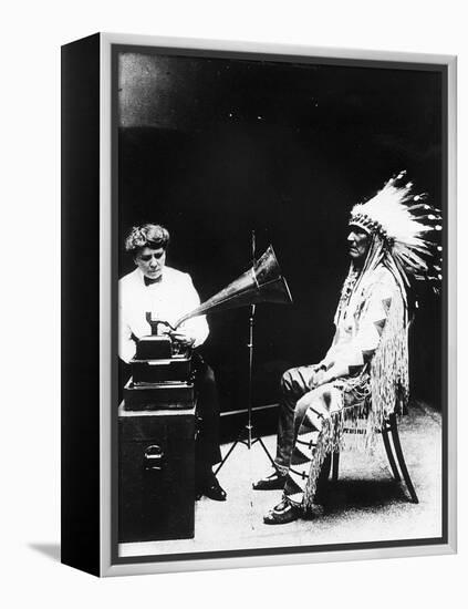 Recording of Indian Voices with a Phonograph-null-Framed Premier Image Canvas