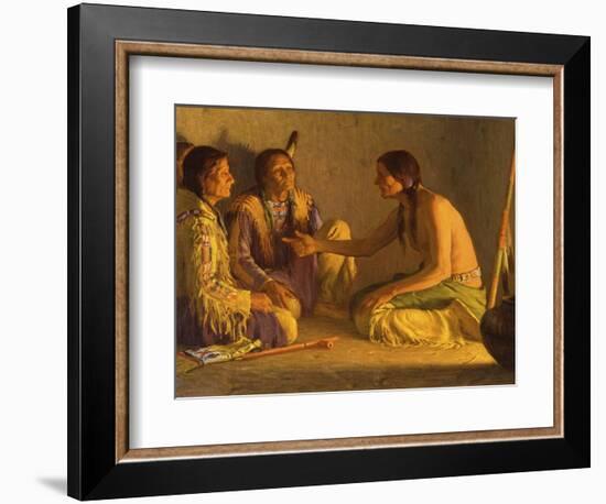 Recounting the Story-Joseph Henry Sharp-Framed Art Print