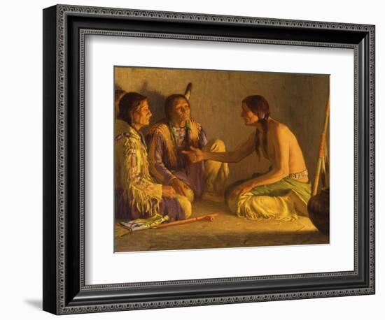 Recounting the Story-Joseph Henry Sharp-Framed Art Print