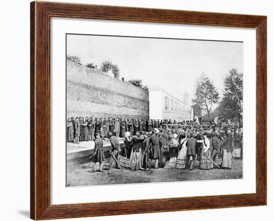 Recreation of the Massacre of 62 Hostages on the Rue Haxo, Belleville, Paris, 1871-Eugene Appert-Framed Photographic Print