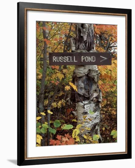 Recreation Trail Signs to Russell Pond, Baxter State Park, Maine, USA-Jerry & Marcy Monkman-Framed Photographic Print