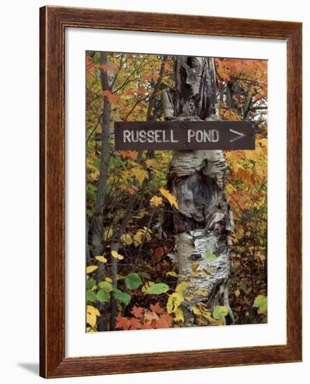 Recreation Trail Signs to Russell Pond, Baxter State Park, Maine, USA-Jerry & Marcy Monkman-Framed Photographic Print