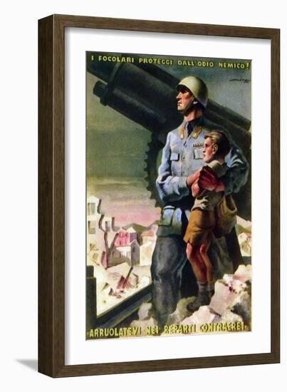 Recruiting Poster for the Italian Anti-Aircraft Units, 1944-null-Framed Giclee Print