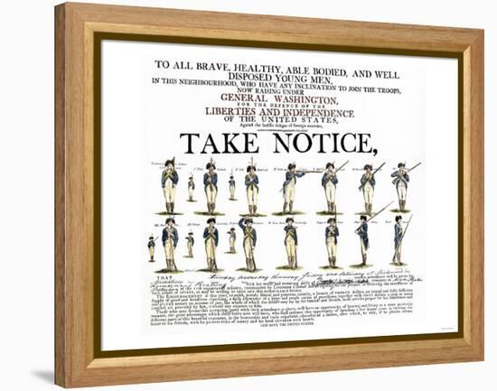 Recruitment Poster for Continental Soldiers to Serve in the American Revolution-null-Framed Premier Image Canvas