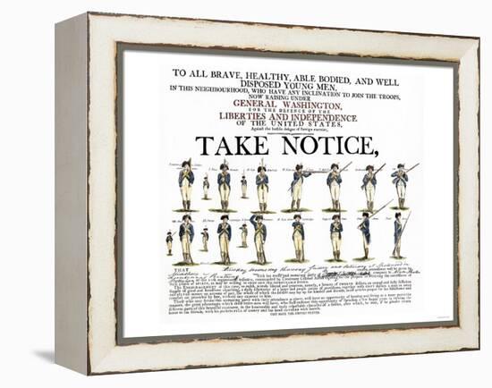 Recruitment Poster for Continental Soldiers to Serve in the American Revolution-null-Framed Premier Image Canvas