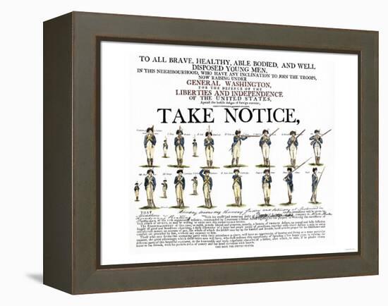 Recruitment Poster for Continental Soldiers to Serve in the American Revolution-null-Framed Premier Image Canvas