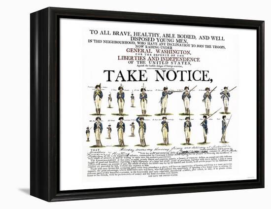 Recruitment Poster for Continental Soldiers to Serve in the American Revolution-null-Framed Premier Image Canvas