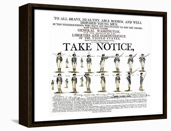 Recruitment Poster for Continental Soldiers to Serve in the American Revolution-null-Framed Premier Image Canvas