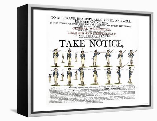 Recruitment Poster for Continental Soldiers to Serve in the American Revolution-null-Framed Premier Image Canvas