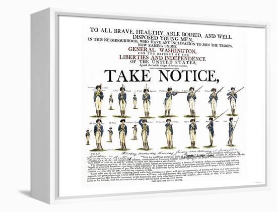 Recruitment Poster for Continental Soldiers to Serve in the American Revolution-null-Framed Premier Image Canvas