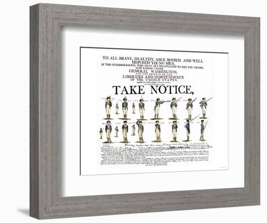 Recruitment Poster for Continental Soldiers to Serve in the American Revolution-null-Framed Premium Giclee Print