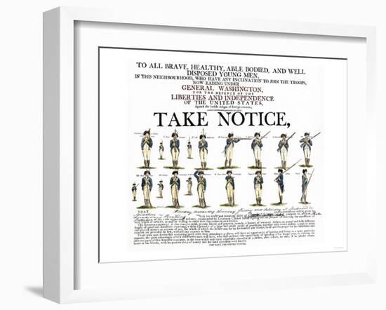 Recruitment Poster for Continental Soldiers to Serve in the American Revolution-null-Framed Giclee Print