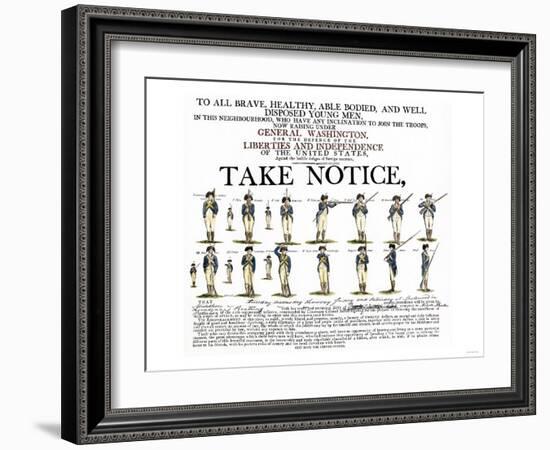 Recruitment Poster for Continental Soldiers to Serve in the American Revolution-null-Framed Giclee Print