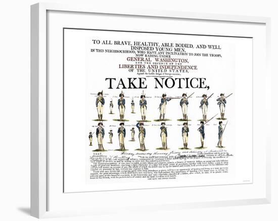 Recruitment Poster for Continental Soldiers to Serve in the American Revolution-null-Framed Giclee Print