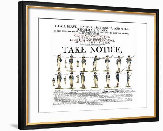 Recruitment Poster for Continental Soldiers to Serve in the American Revolution-null-Framed Giclee Print