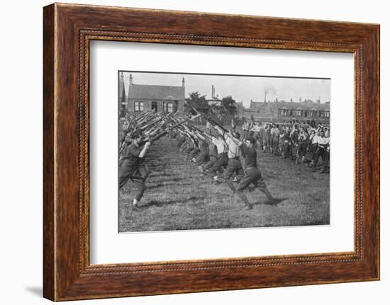 'Recruits learning the use of the bayonet', 1915-Unknown-Framed Photographic Print