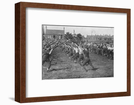 'Recruits learning the use of the bayonet', 1915-Unknown-Framed Photographic Print