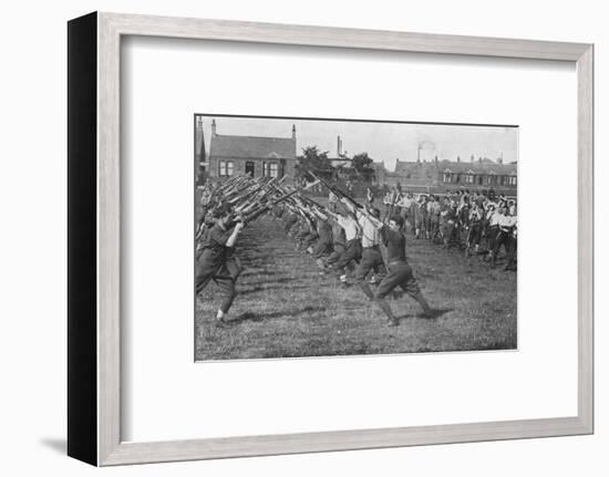 'Recruits learning the use of the bayonet', 1915-Unknown-Framed Photographic Print
