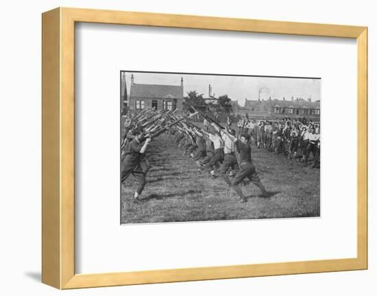 'Recruits learning the use of the bayonet', 1915-Unknown-Framed Photographic Print