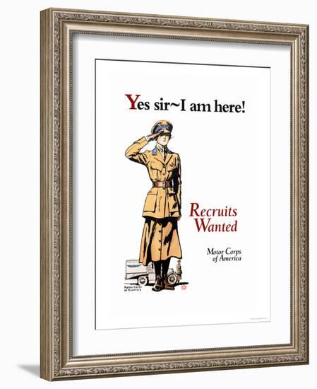 Recruits Wanted: Motor Corps of America-Edward Penfield-Framed Art Print