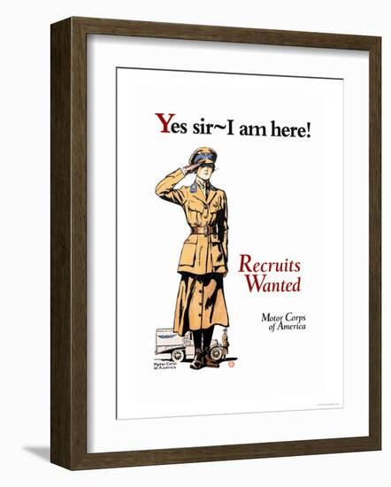 Recruits Wanted: Motor Corps of America-Edward Penfield-Framed Art Print