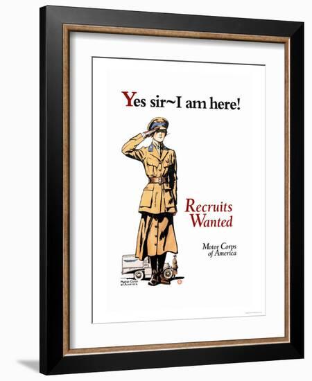 Recruits Wanted: Motor Corps of America-Edward Penfield-Framed Art Print