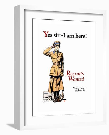 Recruits Wanted: Motor Corps of America-Edward Penfield-Framed Art Print