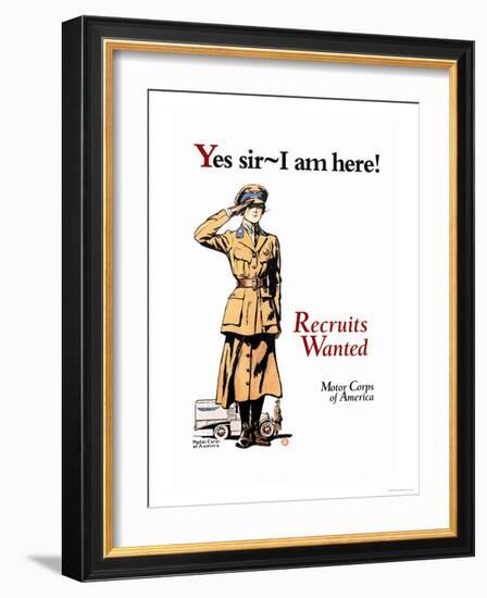 Recruits Wanted: Motor Corps of America-Edward Penfield-Framed Art Print