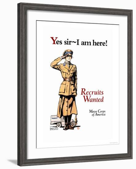 Recruits Wanted: Motor Corps of America-Edward Penfield-Framed Art Print