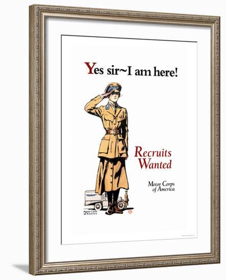 Recruits Wanted: Motor Corps of America-Edward Penfield-Framed Art Print