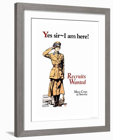 Recruits Wanted: Motor Corps of America-Edward Penfield-Framed Art Print