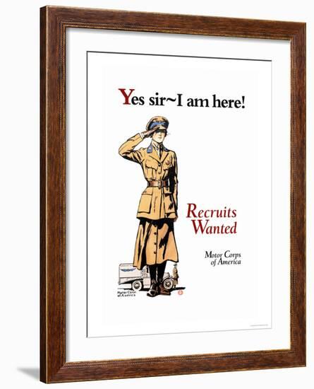 Recruits Wanted: Motor Corps of America-Edward Penfield-Framed Art Print