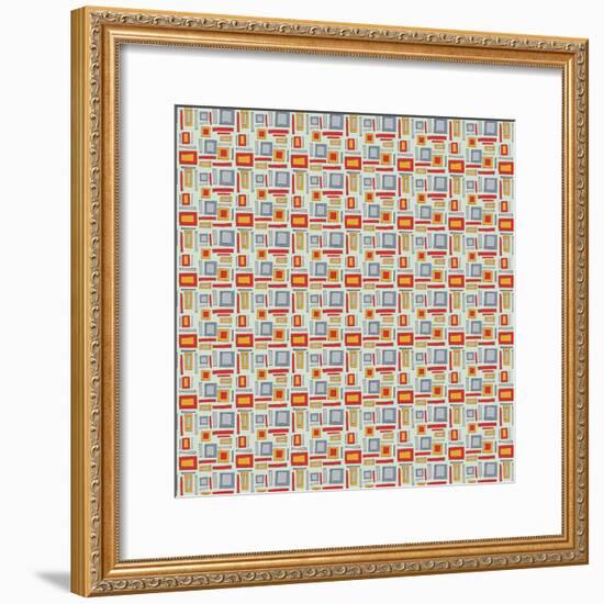 Rectangles on Greyblue-Effie Zafiropoulou-Framed Giclee Print