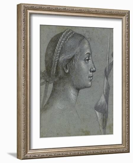 Recto: Head of a Woman with a Pennant Wound Round a Pole (Black Chalk with Brown Wash-Vittore Carpaccio-Framed Giclee Print