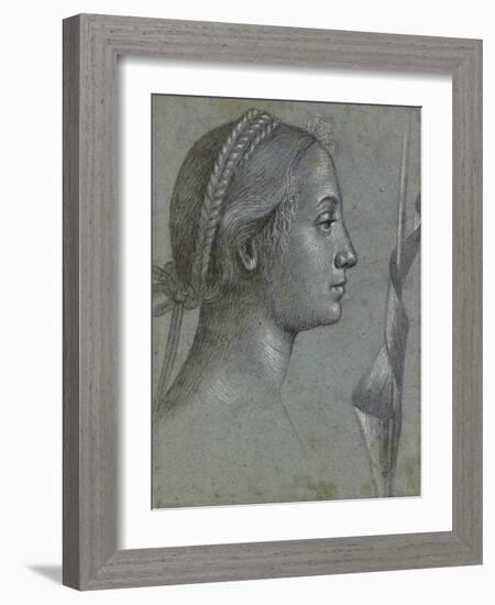 Recto: Head of a Woman with a Pennant Wound Round a Pole (Black Chalk with Brown Wash-Vittore Carpaccio-Framed Giclee Print