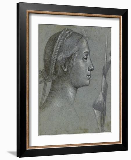 Recto: Head of a Woman with a Pennant Wound Round a Pole (Black Chalk with Brown Wash-Vittore Carpaccio-Framed Giclee Print