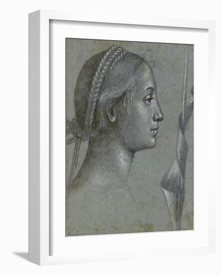 Recto: Head of a Woman with a Pennant Wound Round a Pole (Black Chalk with Brown Wash-Vittore Carpaccio-Framed Giclee Print