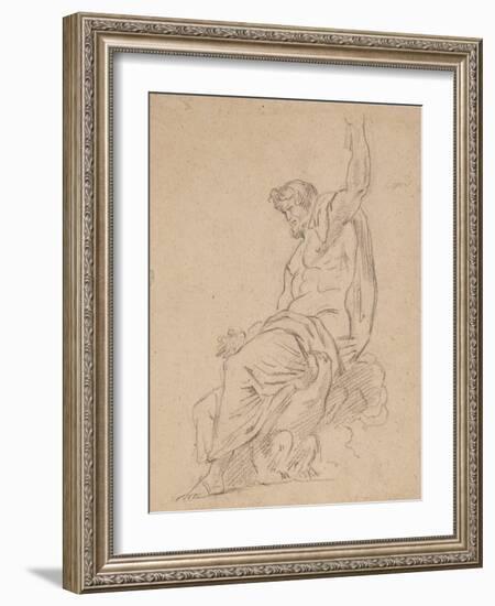 Recto: Seated Figure of a Man, Possibly of Jupiter, on an Eagle, Reaching up with His Left Hand, 18-Ferdinand Victor Eugene Delacroix-Framed Giclee Print