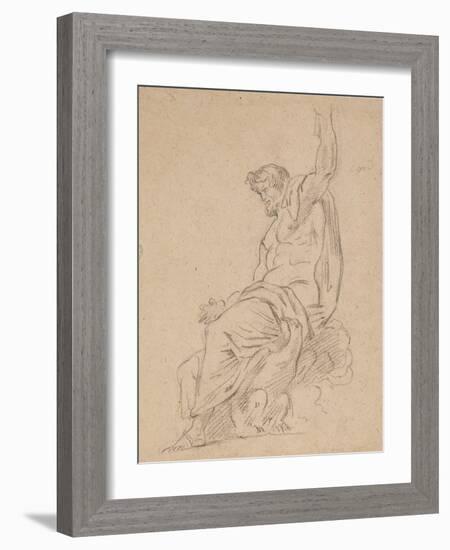 Recto: Seated Figure of a Man, Possibly of Jupiter, on an Eagle, Reaching up with His Left Hand, 18-Ferdinand Victor Eugene Delacroix-Framed Giclee Print