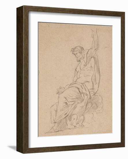 Recto: Seated Figure of a Man, Possibly of Jupiter, on an Eagle, Reaching up with His Left Hand, 18-Ferdinand Victor Eugene Delacroix-Framed Giclee Print