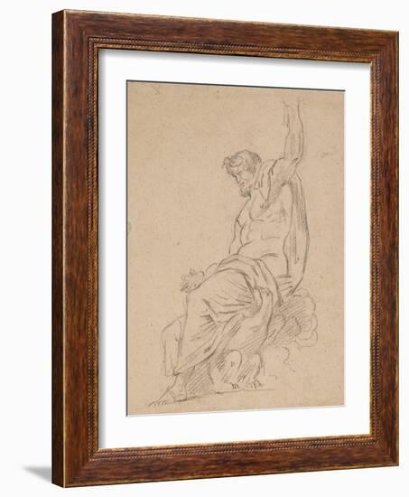 Recto: Seated Figure of a Man, Possibly of Jupiter, on an Eagle, Reaching up with His Left Hand, 18-Ferdinand Victor Eugene Delacroix-Framed Giclee Print