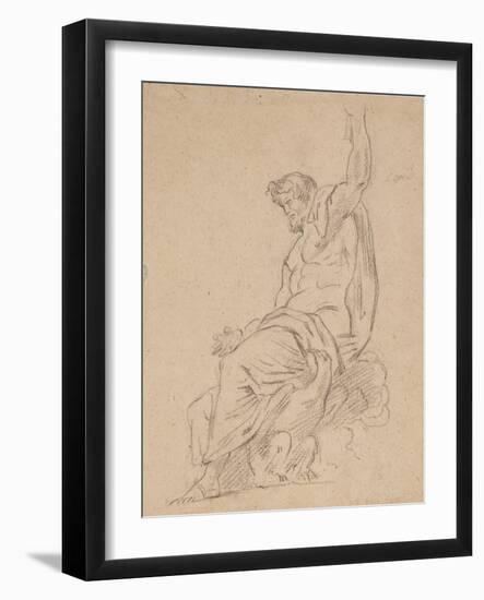 Recto: Seated Figure of a Man, Possibly of Jupiter, on an Eagle, Reaching up with His Left Hand, 18-Ferdinand Victor Eugene Delacroix-Framed Giclee Print